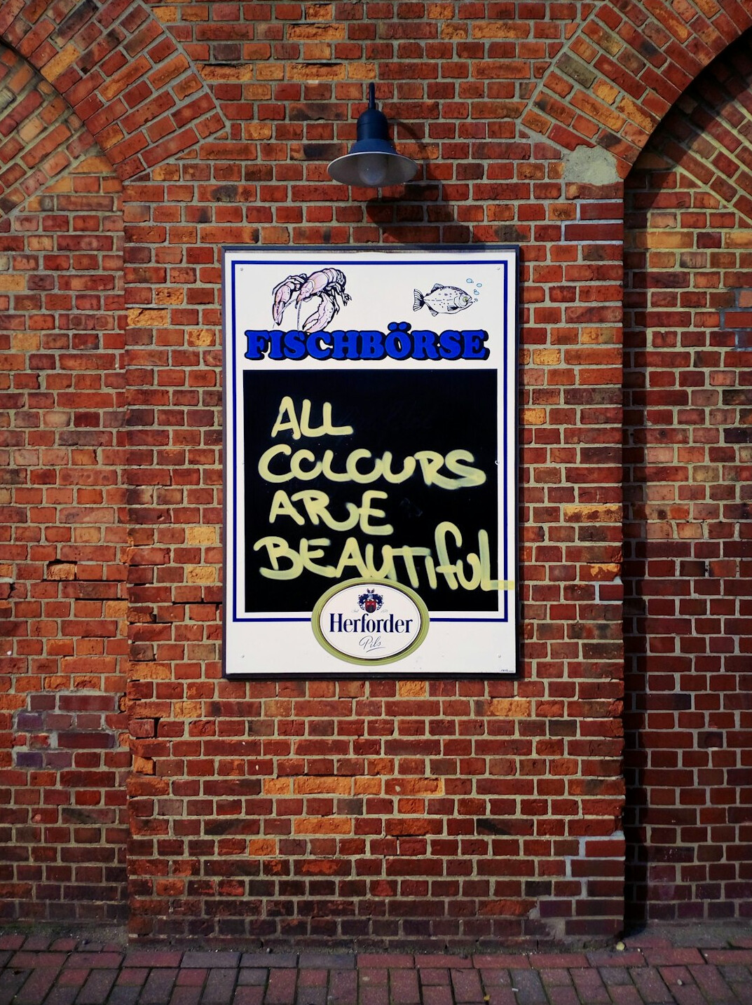 vintage advertising poster on wall